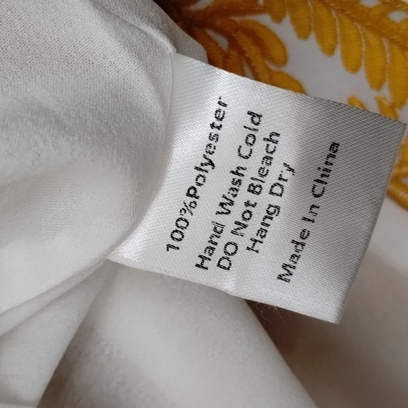 All:row Yellow White Embroidered Leaf Pattern Dress Size Small - Picture 9 of 10